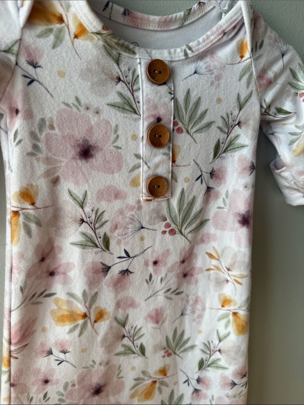 Caden Lane Floral Infant 0-3 Month Knot Nightgown - Picture 3 of 5